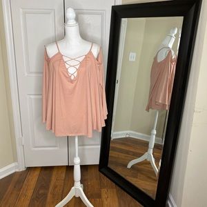 Cold Shoulder Bell Sleeve Top